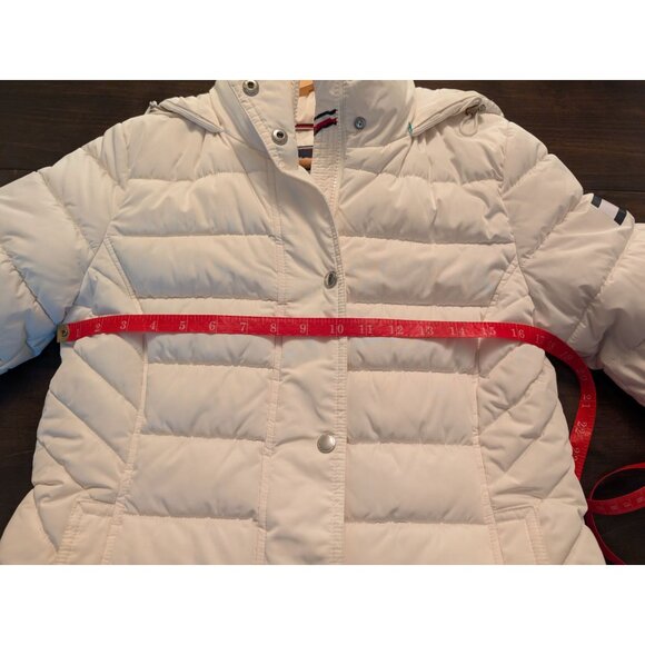 Tommy Hilfiger Womens Quilted Puffer Jacket With Hood Size S White Nylon Blend - Picture 14 of 16